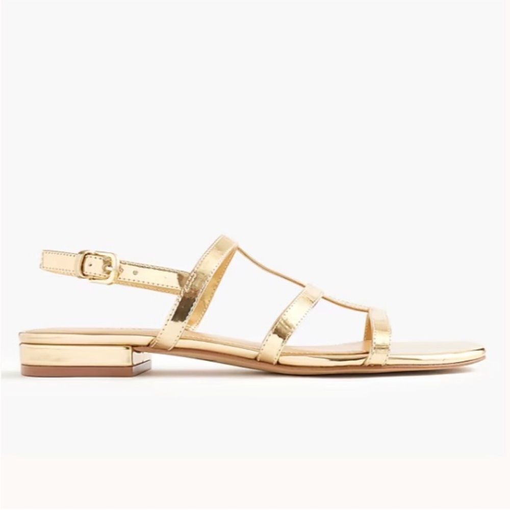 NWT J. Crew light gold Caged ankle-strap sandals Size 8 - Picture 3 of 11